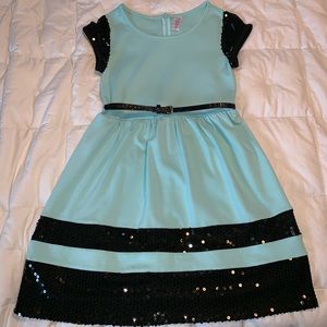 Justice brand teal and sequin black dress size 12